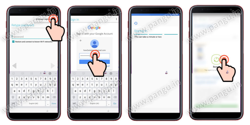 Samsung Galaxy On8 On8 Plus (2018) V8.0 Frp Lock Remove google account done enter new gmail account using browser sign-in three dots menu option