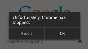 Unfortunately, Chrome has stopped” when opening links